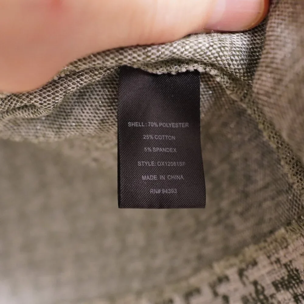 Mo-Ka 2X Open Front Draped Cardigan Olive Cream Textured Jacket - Picture 3 of 4